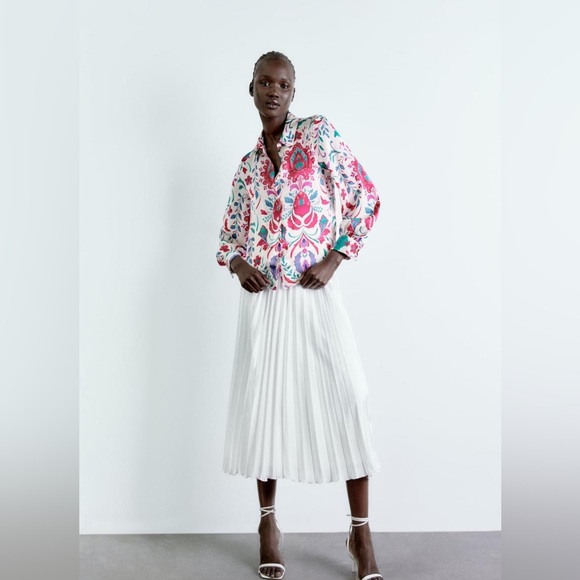 Women's Zara Shirt With Multicolored Floral Print | Shirts And Blouses - Picture 3 of 5